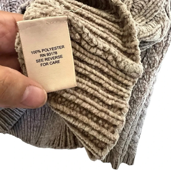 Philosophy Chunky Cable Knit Sweater Tan Size Large - Picture 6 of 9